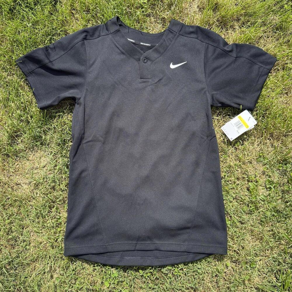 Nike Dri-Fit One Button Nike Team Baseball Jersey Black Mens DM0775-010 Sz S Men